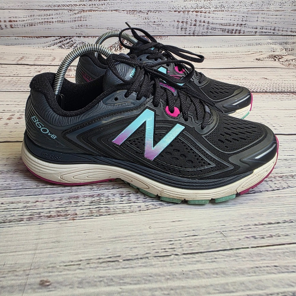 New Balance 860v8 Womens Running Shoes Black Teal Pink W860BK8 Stability Sneaker